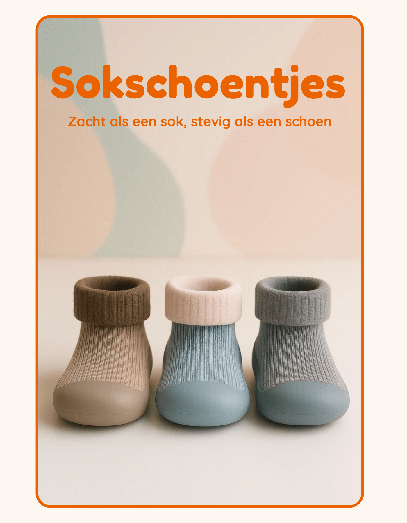 Zachte sokschoentjes in drie kleuren: beige, blauw en grijs